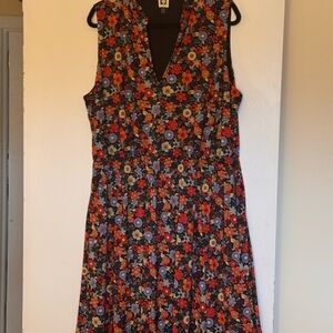 Anne Klein Black Floral Midi Dress